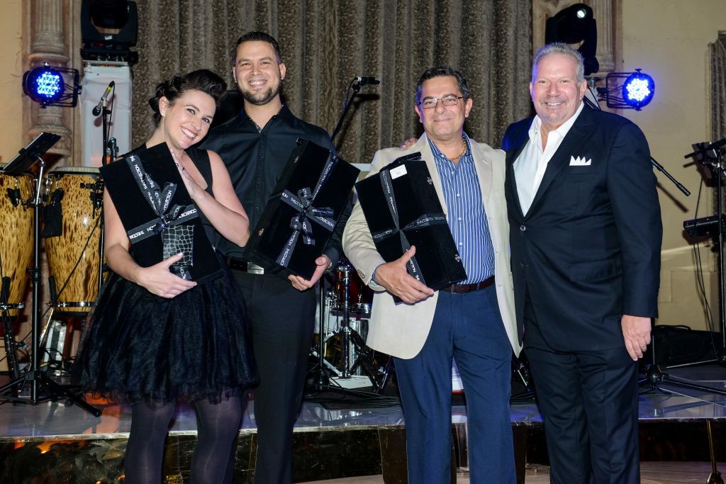 Ken Gorin and the Spirit Award winners: Christy Cartaya, Alex Robaina and Mimmo Falanga