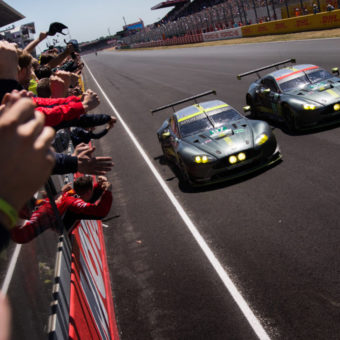 race cars from 24 Hours of Le Mans with Aston Martin