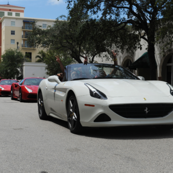 White Ferrari on the roads of Miami