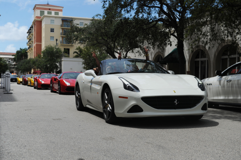 White Ferrari on the roads of Miami