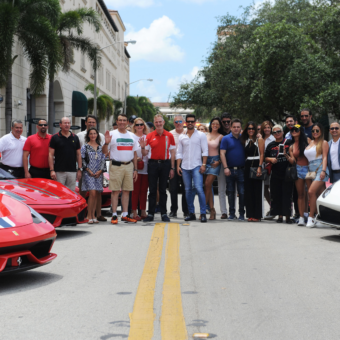 Guests outside THE COLLECTION's Ferrari drive and dine event