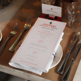 Menu at THE COLLECTION's Ferrari Drive and Dine event