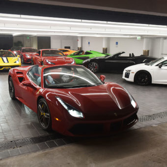 Red and black Ferrari