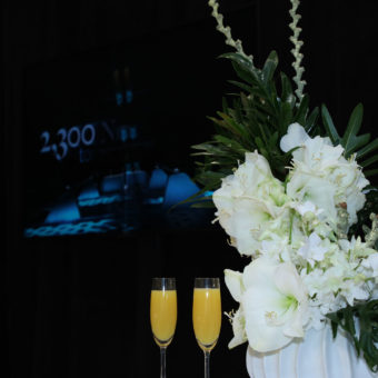 flowers and drinks at the Pininfarina Road Show