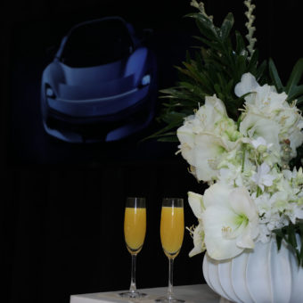 flowers and drinks at the Pininfarina Road Show