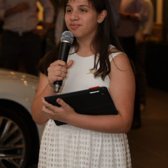 girl speaking at St Jude Golf Tournament Kick-Off Event